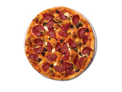 Pizza Vento Büyük Boy (Mozarella + Domates sos + Sucuk + Zeytin + Mısır)
