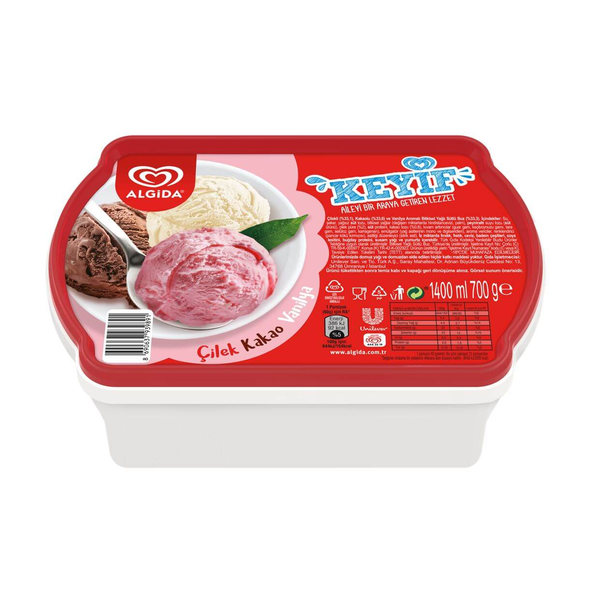 Algida Keyif Çilek Kakao Vanilya 1400ml
