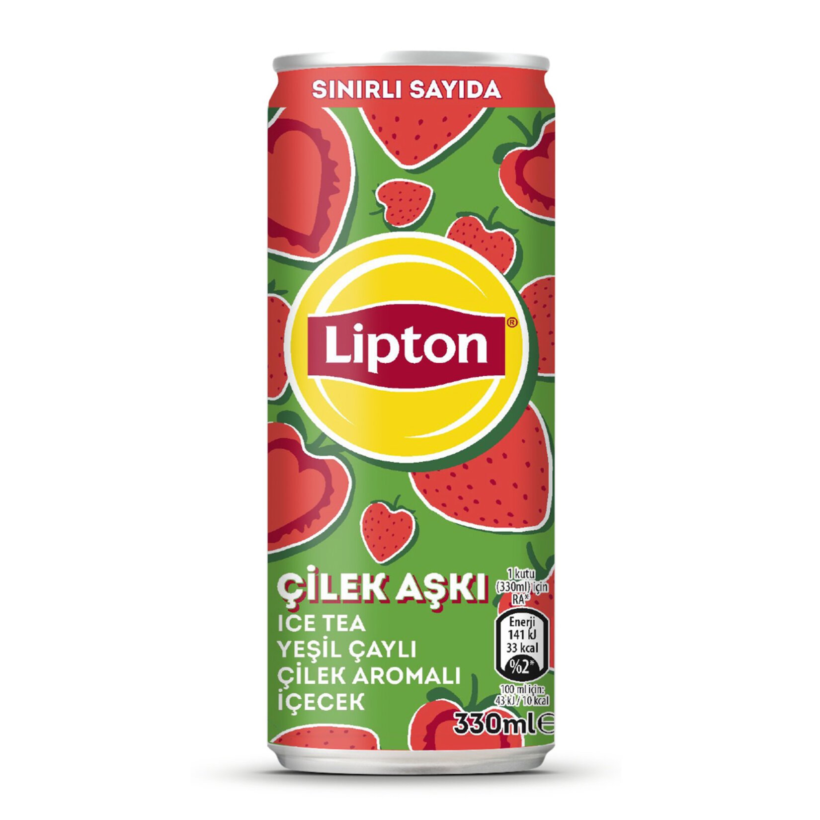 Lipton Ice Tea Çilek Aşkı Yeşil Çaylı Çilek Aromalı Soğuk Çay 330 Ml