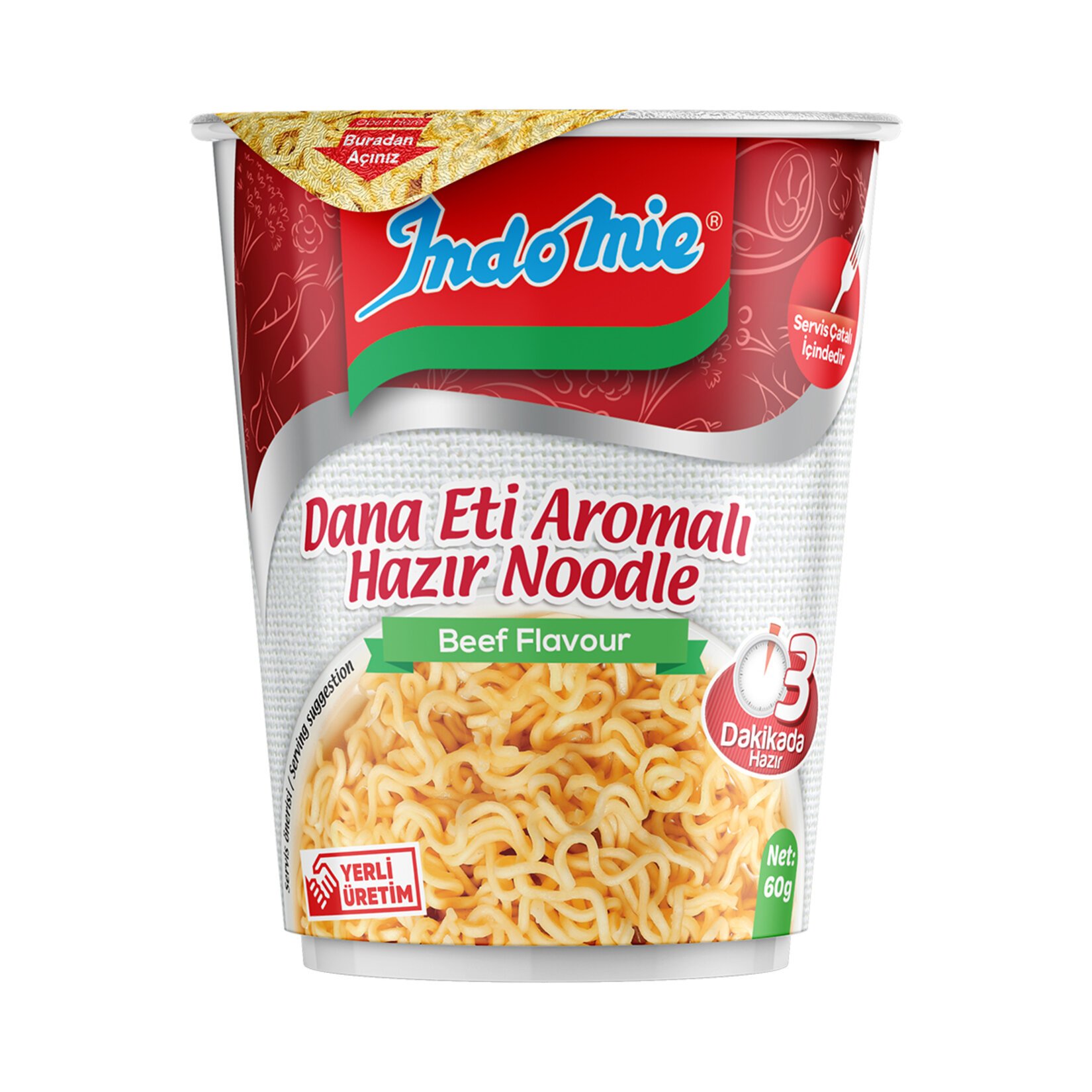 Indomie Dana Eti Çeşnili Noodle (Bardak) 60gr