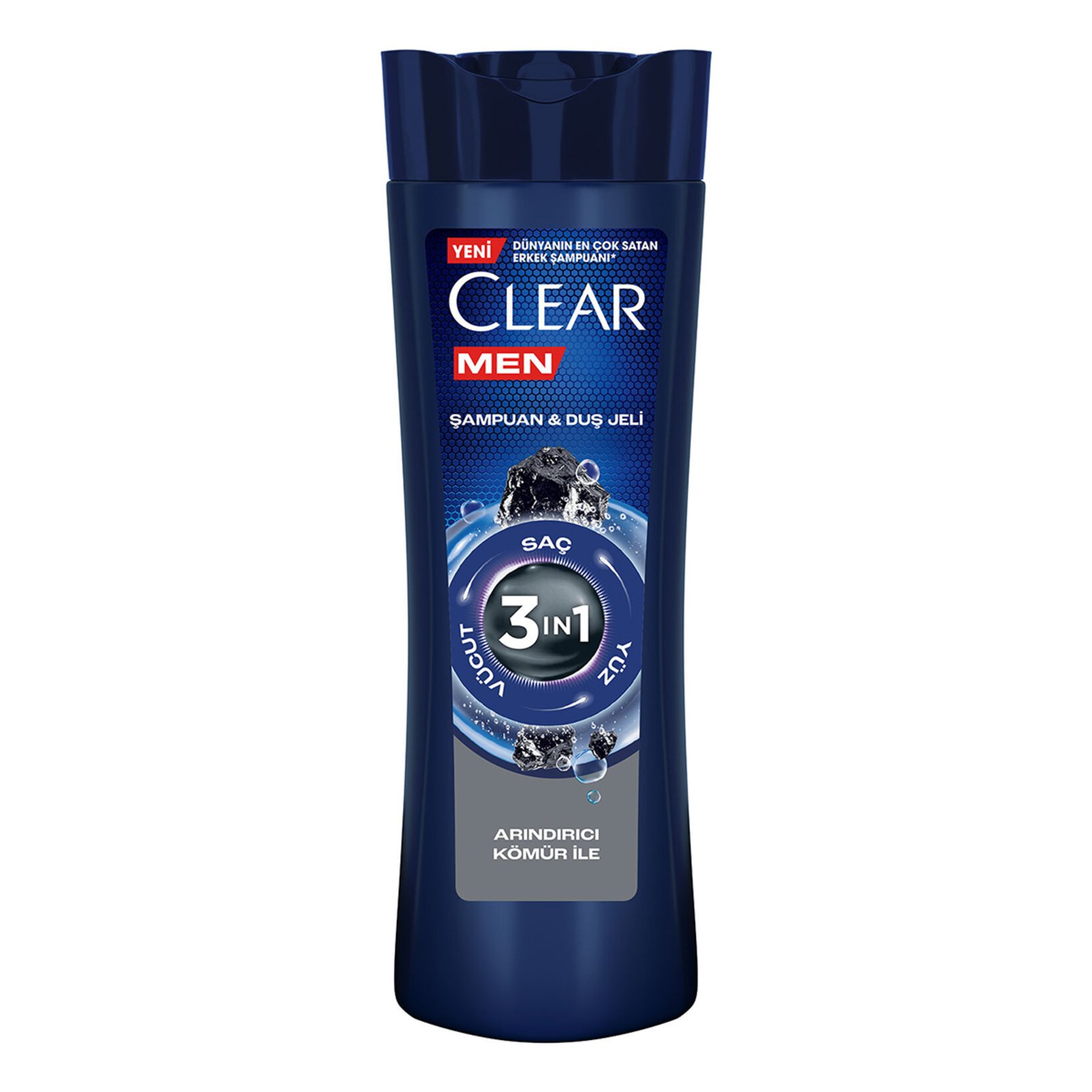 Clear Men 3 in 1 Şampuan & Duş Jeli Arındırıcı Kömür Saç Yüz Vücut İçin 350ml