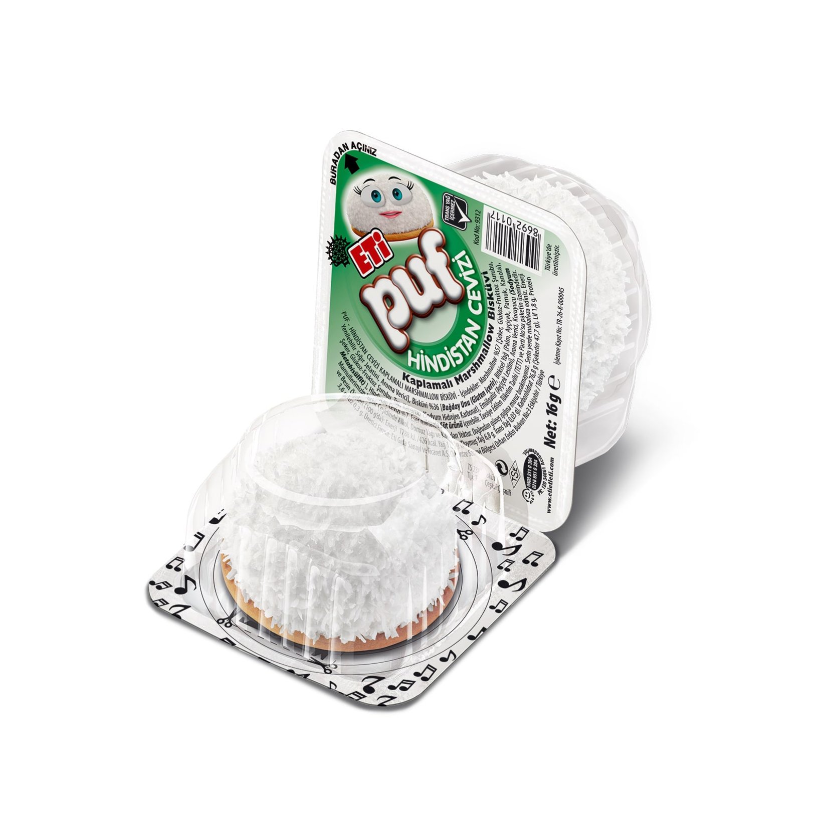 Eti Puf Hindistan Cevizli Bisküvi 16 g