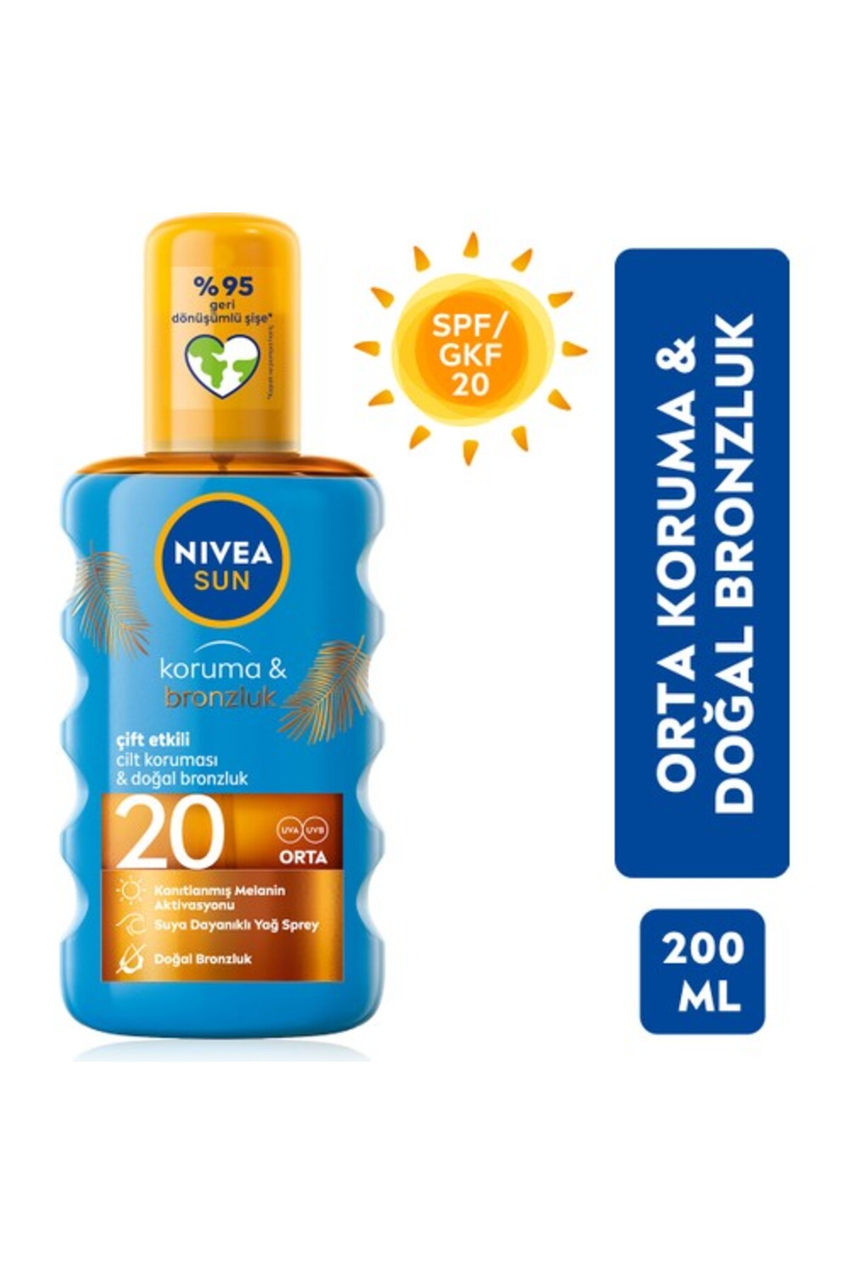NIVEA Sun Koruma & Bronzluk Arttırıcı Güneş Spreyi 20 Faktör 200ml